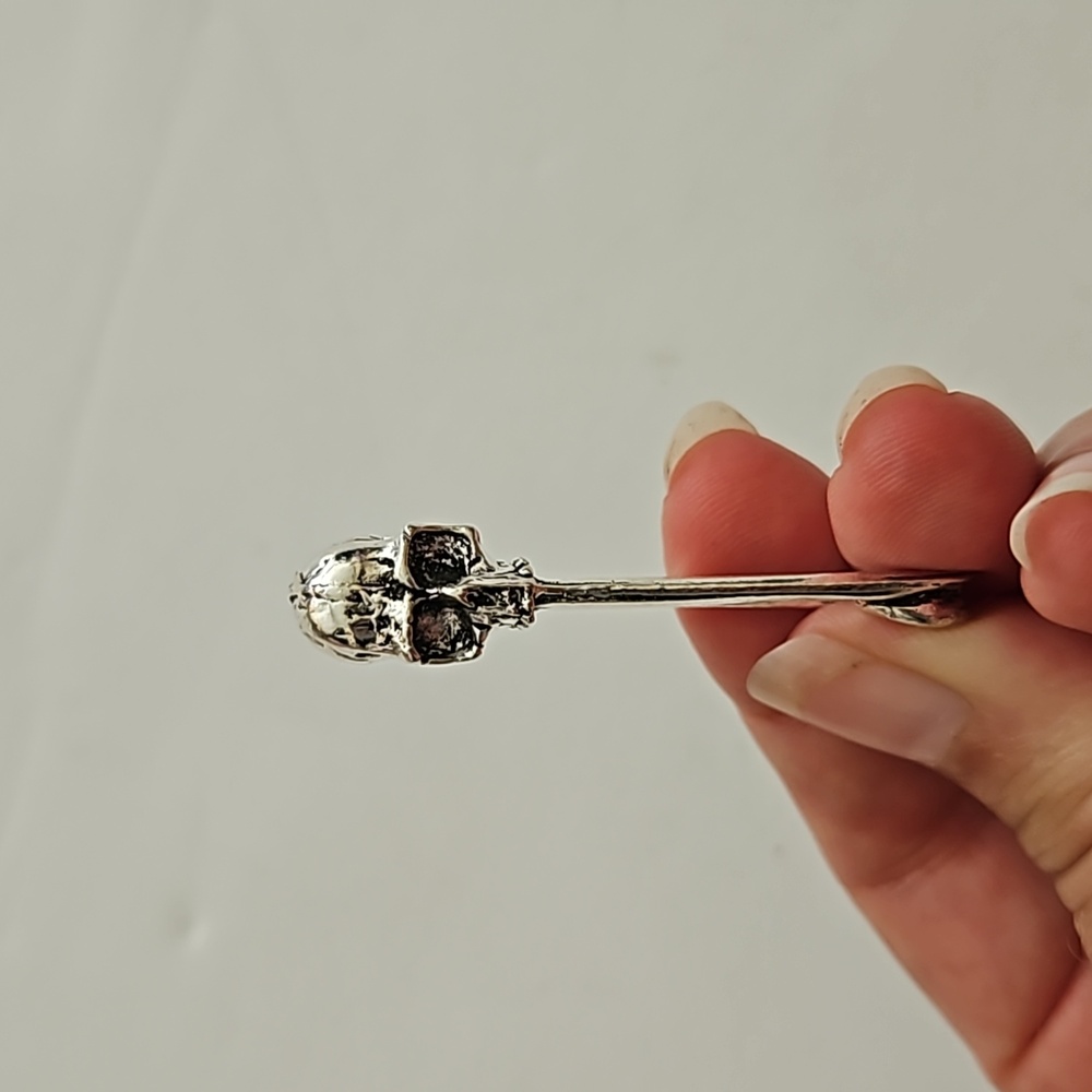Skull pendant mock safety pin look